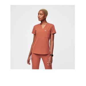 Figs Catarina scrub top. Small. Terracotta